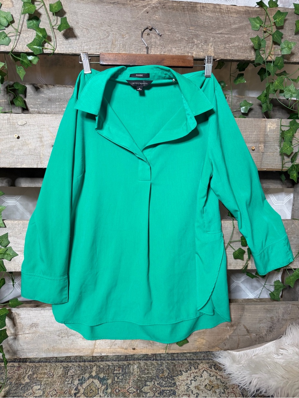 PAIGE Green Collared Blouse
